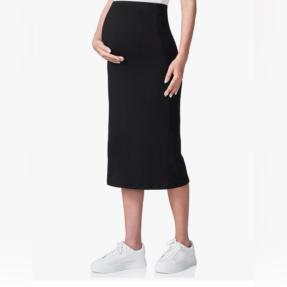 Poshdivah Black Maternity Midi Skirt